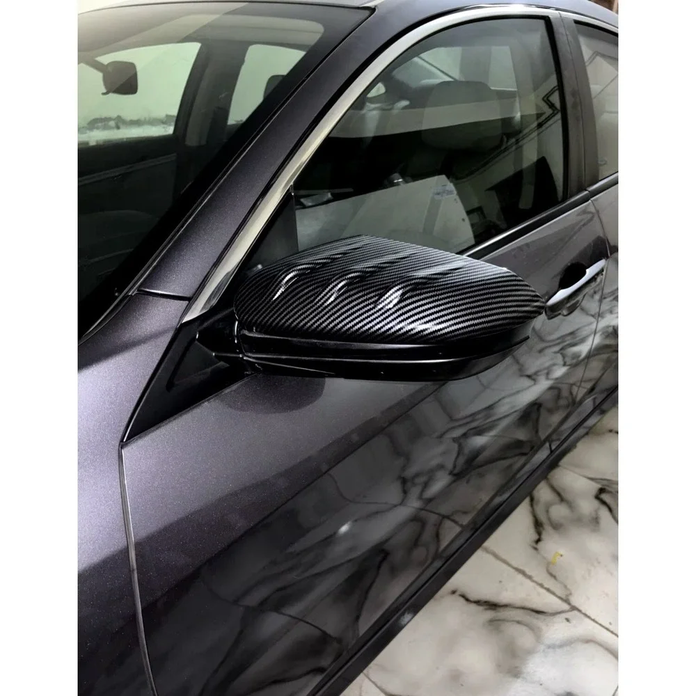 CARBON FIBER SIDE MIRROR COVER CAPS FOR 2016-21 HONDA CIVIC ADD-ON MU STYLE